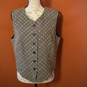 Talbots Checkered Vest front button sleeveless